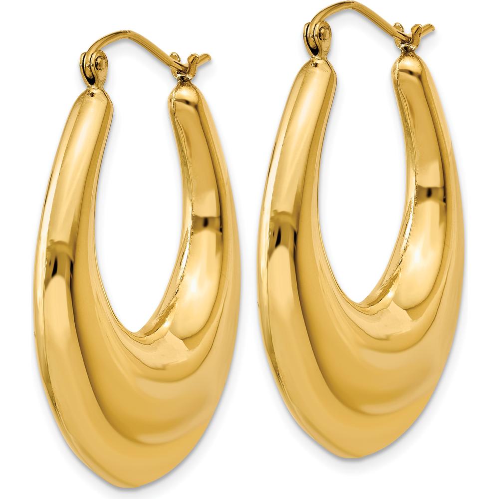 14K Yellow Gold Polished Large Hoop Earrings - 16mm Length by 0