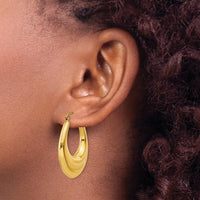 14K Yellow Gold Polished Large Hoop Earrings - 16mm Length by 0