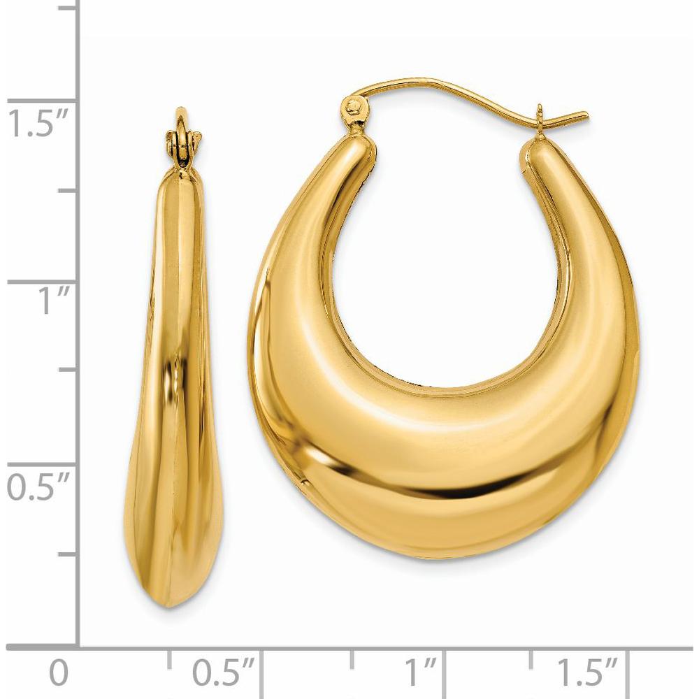 14K Yellow Gold Polished Large Hoop Earrings - 16mm Length by 0