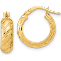 14K Yellow Gold Polished Large Hoop Earrings - 17mm Length by 0