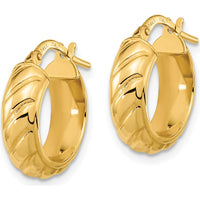 14K Yellow Gold Polished Large Hoop Earrings - 17mm Length by 0