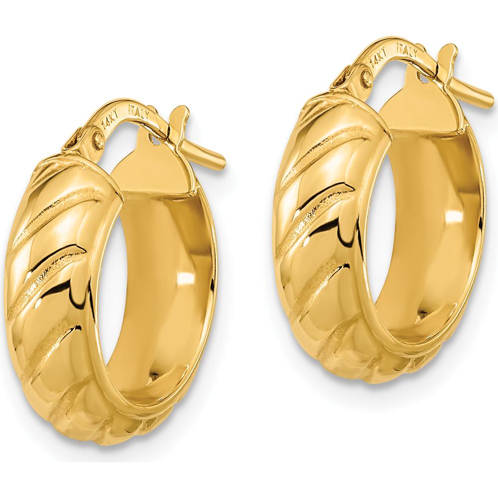14K Yellow Gold Polished Large Hoop Earrings - 17mm Length by 0
