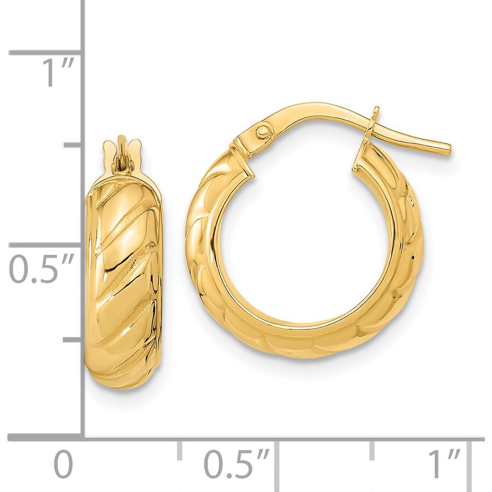 14K Yellow Gold Polished Large Hoop Earrings - 17mm Length by 0