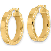 14K Yellow Gold Polished Large Hoop Earrings - 18.85mm Width by 0