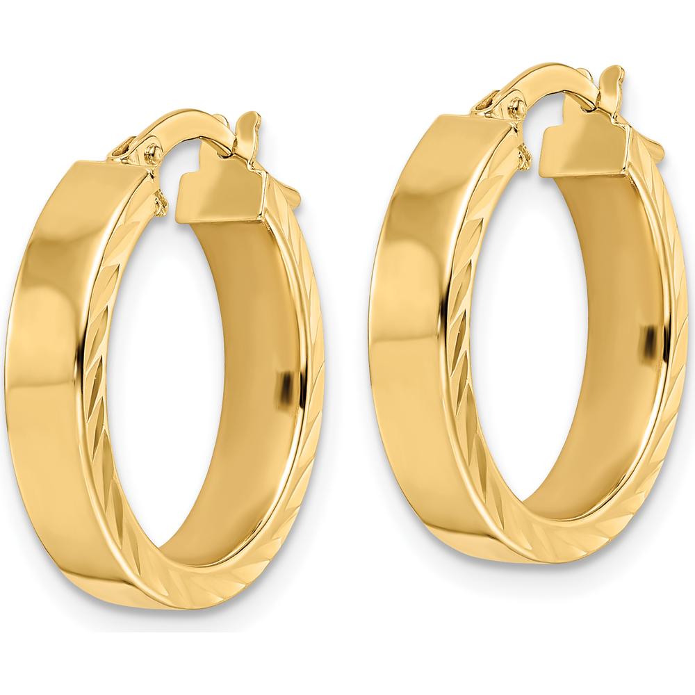 14K Yellow Gold Polished Large Hoop Earrings - 18.85mm Width by 0