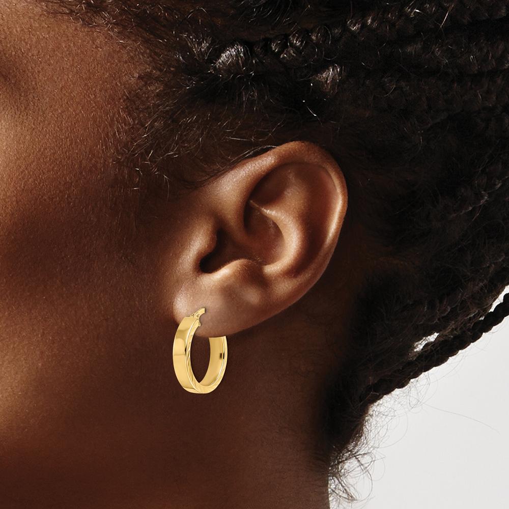 14K Yellow Gold Polished Large Hoop Earrings - 18.85mm Width by 0