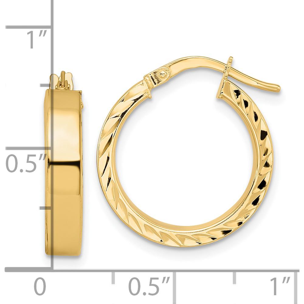 14K Yellow Gold Polished Large Hoop Earrings - 18.85mm Width by 0