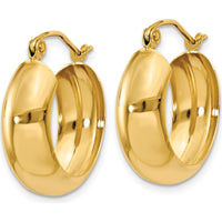 14K Yellow Gold Polished Large Hoop Earrings - 19mm Length by 0