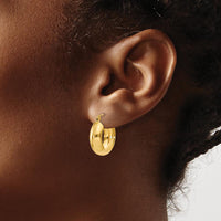 14K Yellow Gold Polished Large Hoop Earrings - 19mm Length by 0