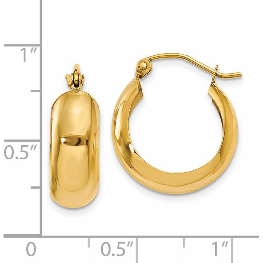 14K Yellow Gold Polished Large Hoop Earrings - 19mm Length by 0