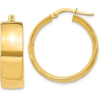 14K Yellow Gold Polished Large Hoop Earrings - 21mm Length by Oro Pregiato