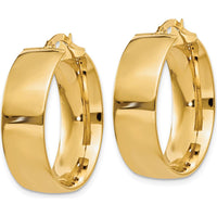 14K Yellow Gold Polished Large Hoop Earrings - 21mm Length by Oro Pregiato
