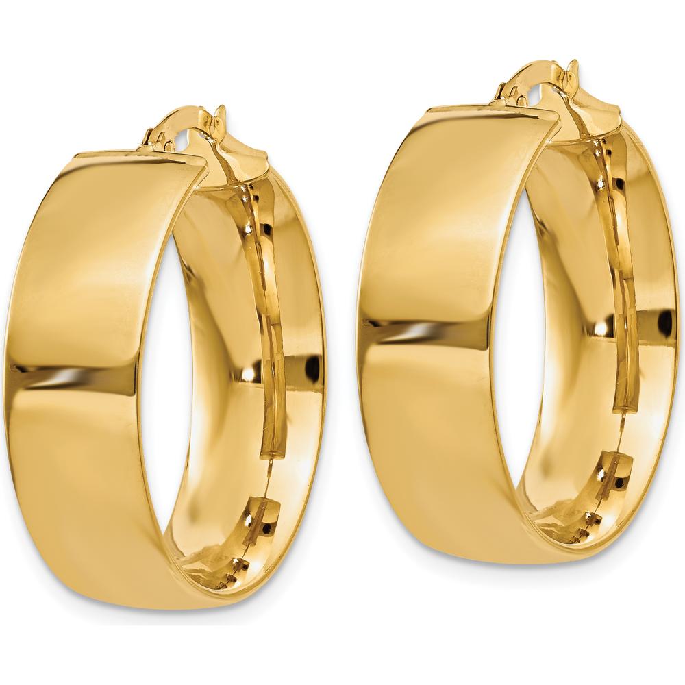 14K Yellow Gold Polished Large Hoop Earrings - 21mm Length by Oro Pregiato