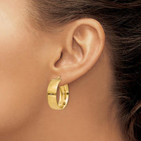 14K Yellow Gold Polished Large Hoop Earrings - 21mm Length by Oro Pregiato