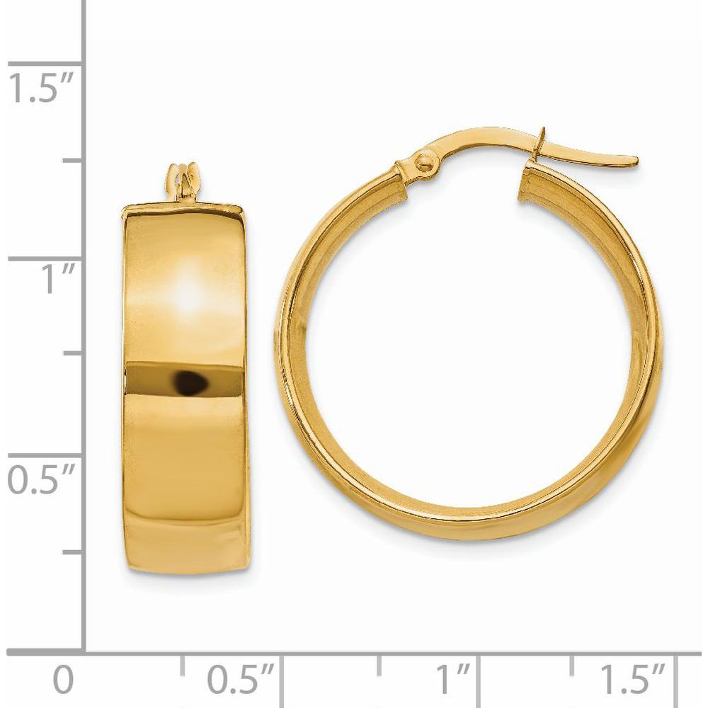 14K Yellow Gold Polished Large Hoop Earrings - 21mm Length by Oro Pregiato