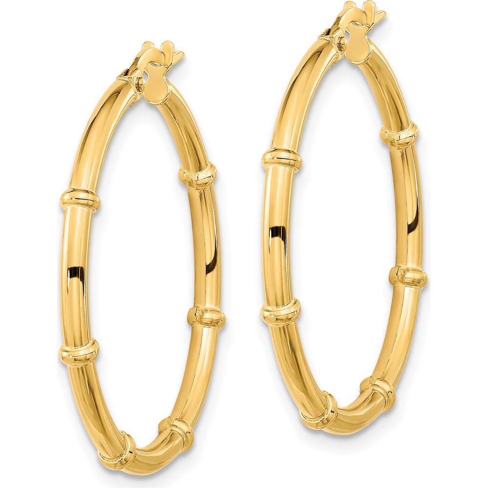 14K Yellow Gold Polished Large Hoop Earrings - 28.94mm by 0