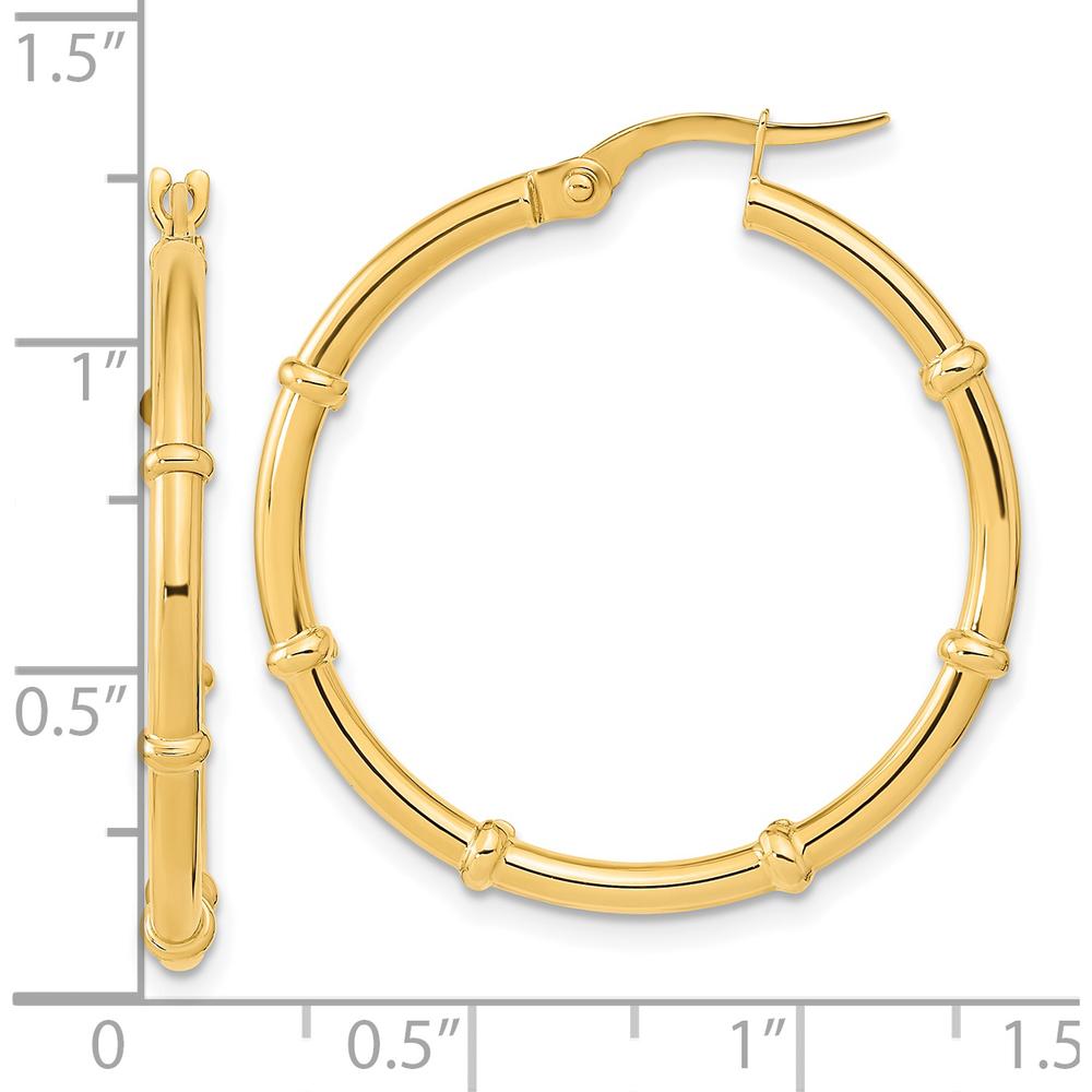 14K Yellow Gold Polished Large Hoop Earrings - 28.94mm by 0