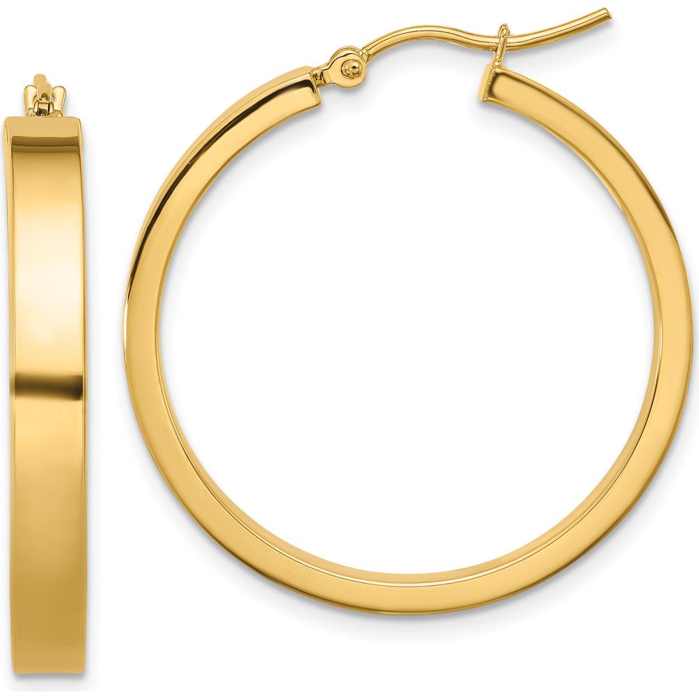 14K Yellow Gold Polished Large Hoop Earrings - 28mm Length by 0