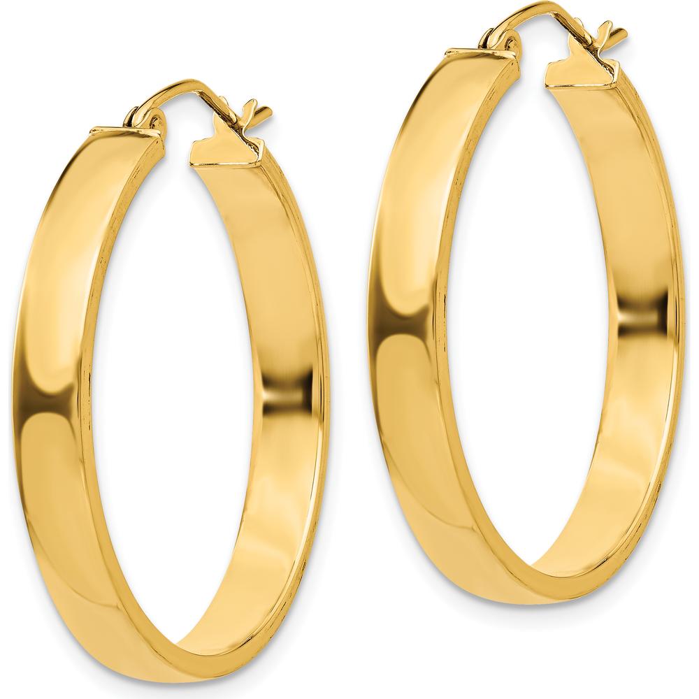 14K Yellow Gold Polished Large Hoop Earrings - 28mm Length by 0
