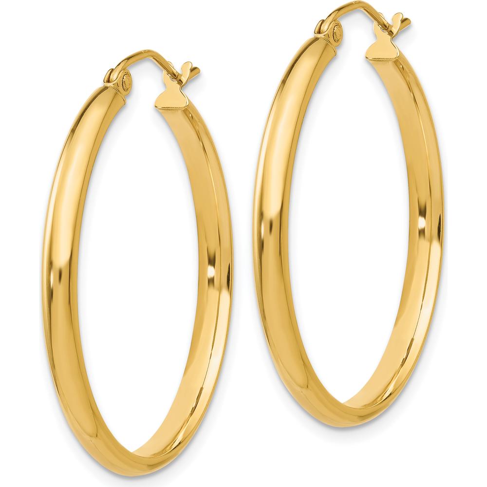 14K Yellow Gold Polished Large Hoop Earrings - 30mm by 0
