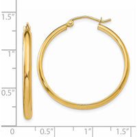 14K Yellow Gold Polished Large Hoop Earrings - 30mm by 0