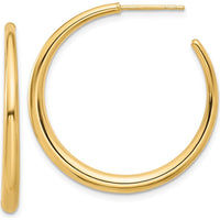 14K Yellow Gold Polished Large Hoop Earrings - 32.2mm x 32.1mm by 0