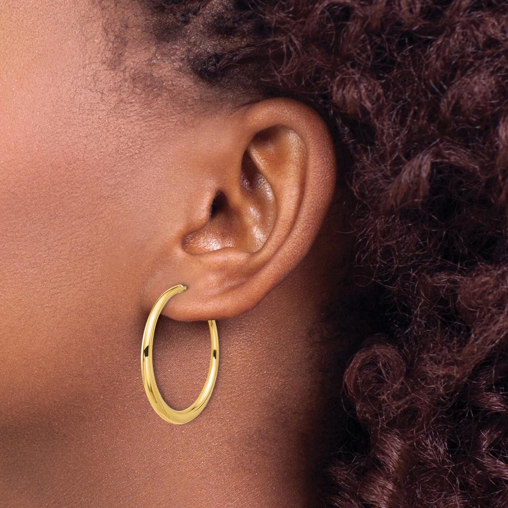 14K Yellow Gold Polished Large Hoop Earrings - 32.2mm x 32.1mm by 0