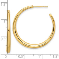 14K Yellow Gold Polished Large Hoop Earrings - 32.2mm x 32.1mm by 0