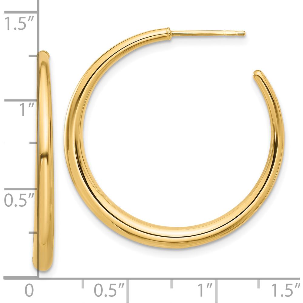14K Yellow Gold Polished Large Hoop Earrings - 32.2mm x 32.1mm by 0