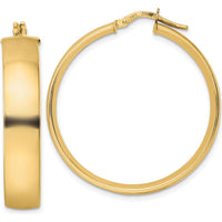 14K Yellow Gold Polished Large Hoop Earrings - 33.22mm Length, 32.56mm Width by 0