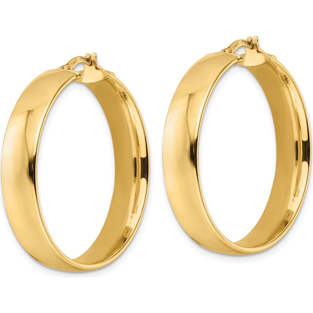 14K Yellow Gold Polished Large Hoop Earrings - 33.22mm Length, 32.56mm Width by 0