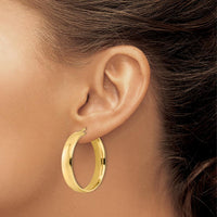 14K Yellow Gold Polished Large Hoop Earrings - 33.22mm Length, 32.56mm Width by 0