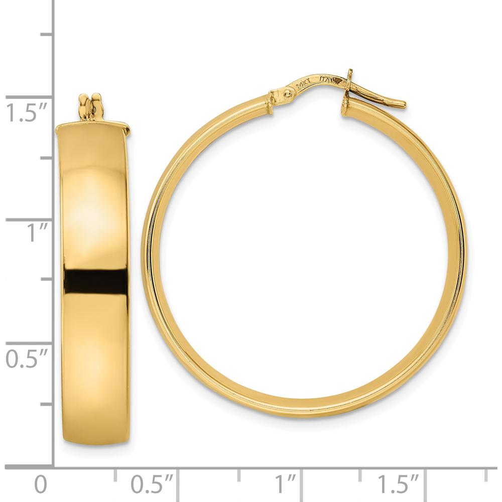 14K Yellow Gold Polished Large Hoop Earrings - 33.22mm Length, 32.56mm Width by 0