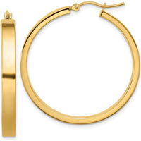 14K Yellow Gold Polished Large Hoop Earrings - 35mm Length by 0