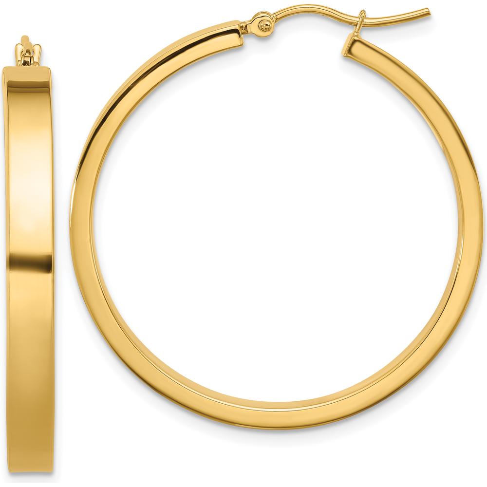 14K Yellow Gold Polished Large Hoop Earrings - 35mm Length by 0