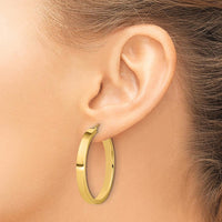 14K Yellow Gold Polished Large Hoop Earrings - 35mm Length by 0