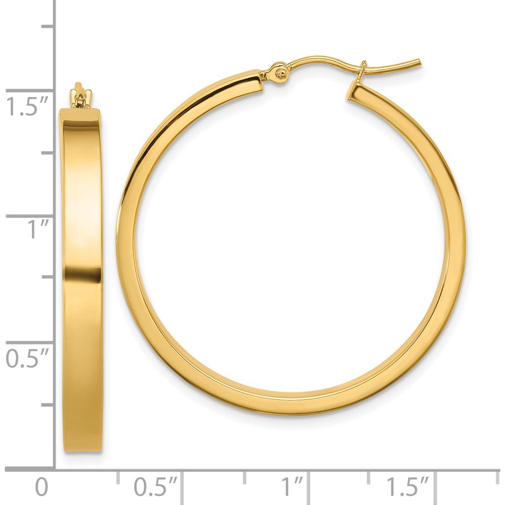 14K Yellow Gold Polished Large Hoop Earrings - 35mm Length by 0