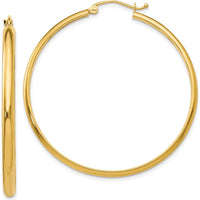 14K Yellow Gold Polished Large Hoop Earrings - 44mm Diameter by 0