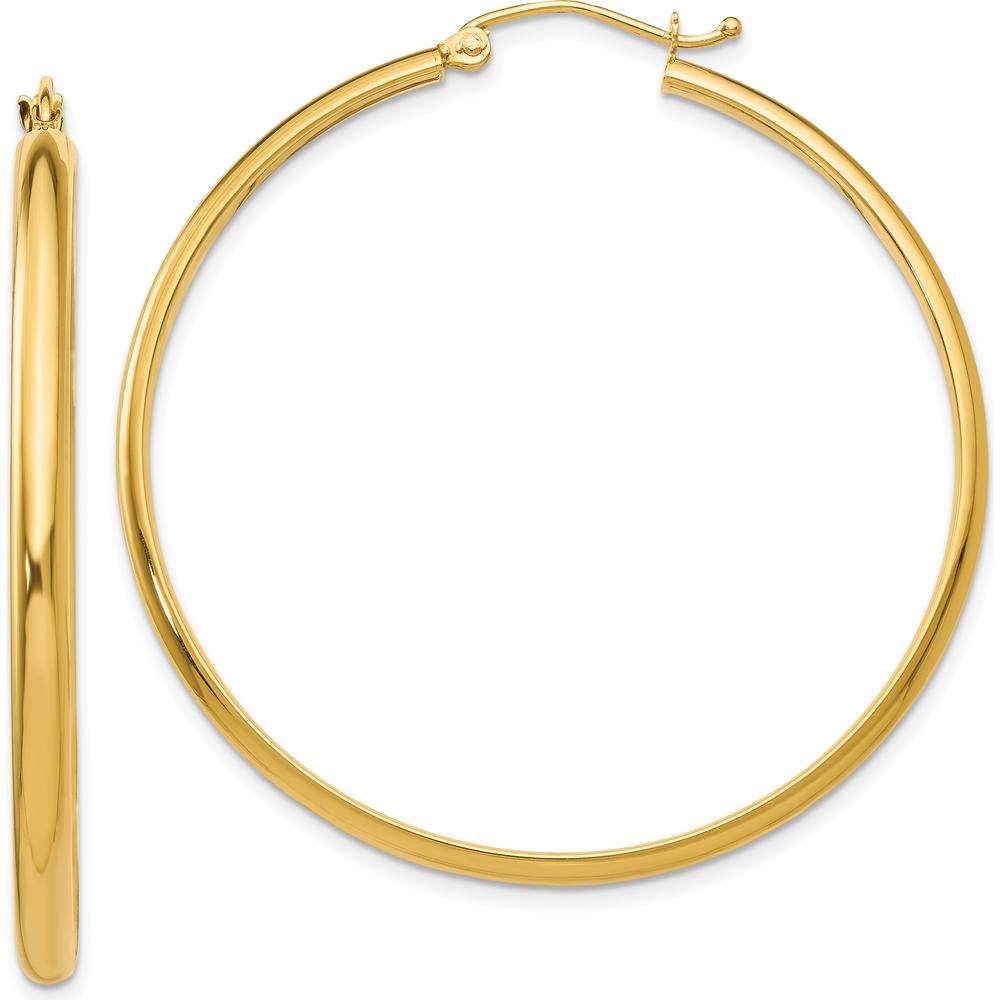 14K Yellow Gold Polished Large Hoop Earrings - 44mm Diameter by 0