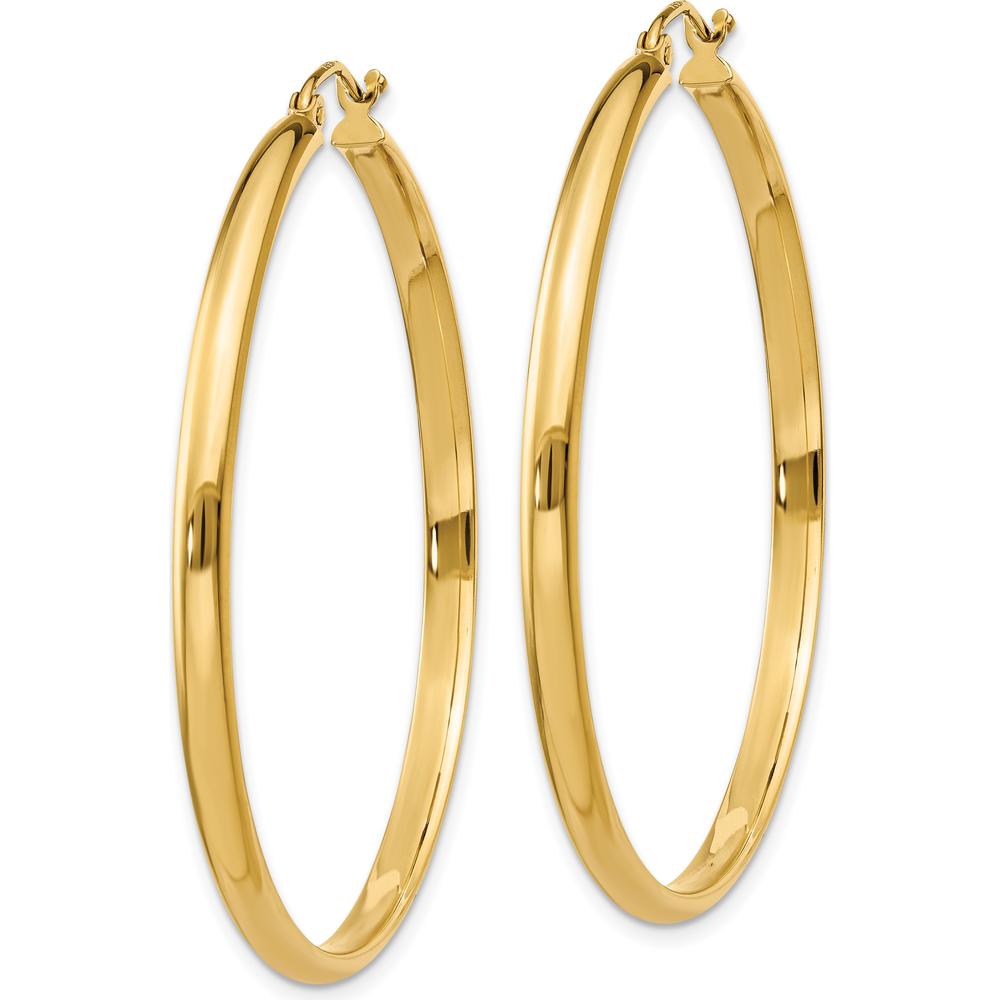 14K Yellow Gold Polished Large Hoop Earrings - 44mm Diameter by 0