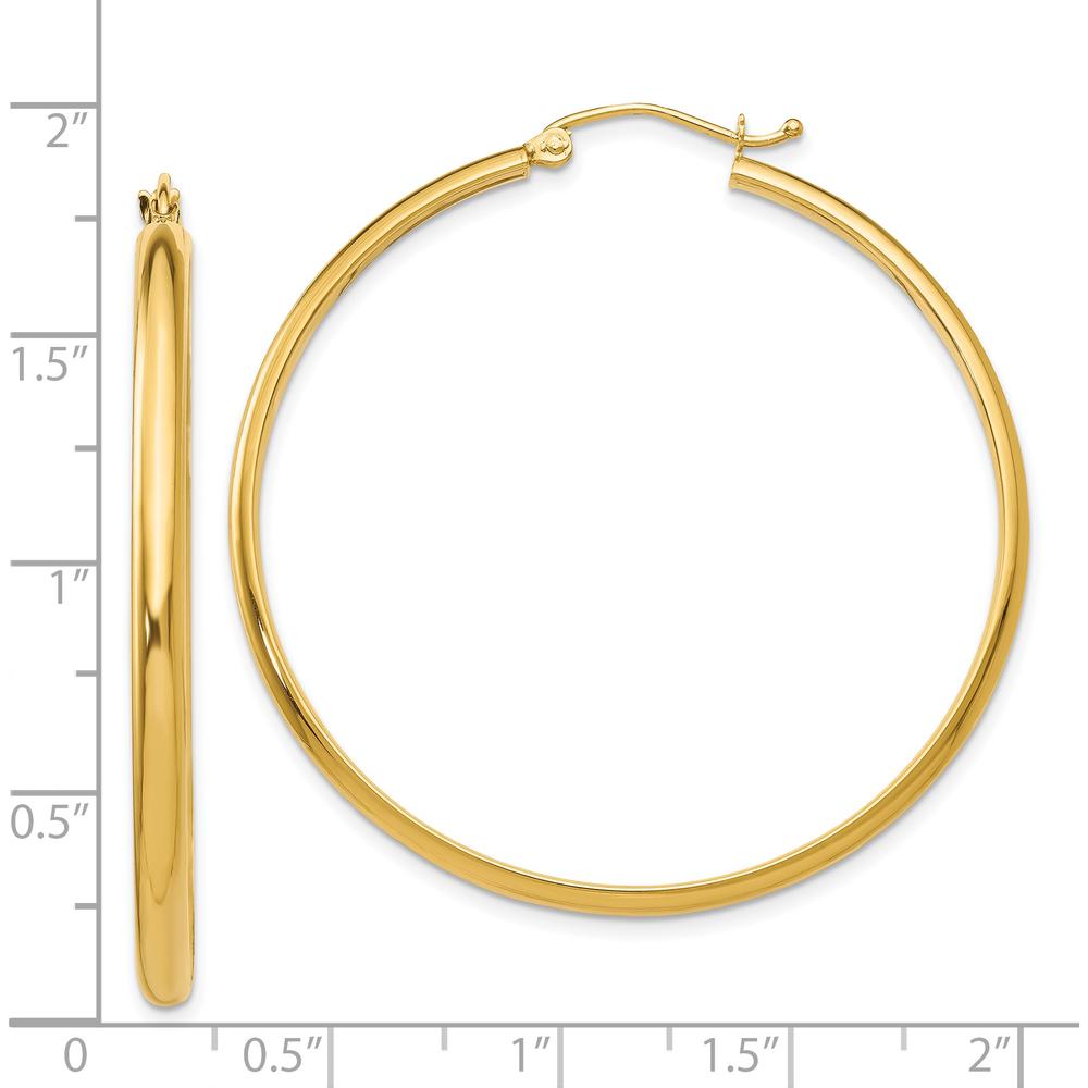 14K Yellow Gold Polished Large Hoop Earrings - 44mm Diameter by 0