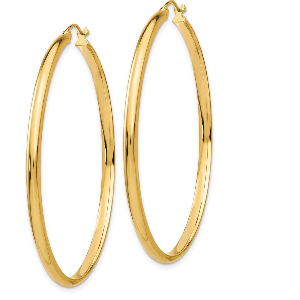 14K Yellow Gold Polished Large Hoop Earrings - 50mm Length by 0