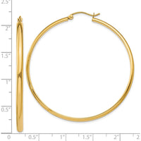 14K Yellow Gold Polished Large Hoop Earrings - 50mm Length by 0