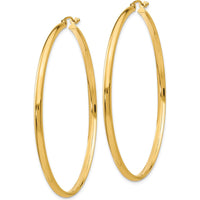 14K Yellow Gold Polished Large Hoop Earrings - 59mm in Length by 0