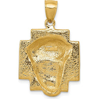 14K Yellow Gold Polished Large Jesus Head with Crown Pendant - Solid Casted Design by Oro Pregiato