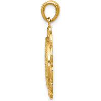 14K Yellow Gold Polished Large Miraculous Medal Pendant with Scallop Frame - 31mm Length by Oro Pregiato