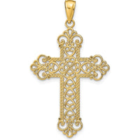 14K Yellow Gold Polished Large Rope Frame Filigree Cross Pendant by Oro Pregiato
