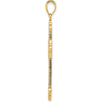 14K Yellow Gold Polished Large Rope Frame Filigree Cross Pendant by Oro Pregiato