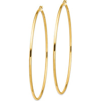 14K Yellow Gold Polished Large Round Hoop Earrings - 80mm by 0