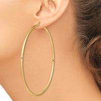 14K Yellow Gold Polished Large Round Hoop Earrings - 80mm by 0